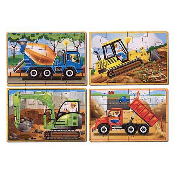 Melissa and Doug 4 в 1 Строителни машини - Дървен пъзел